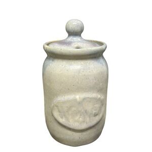 Vintage Simple Two Tone Gray Blue Condiment Pottery Jar